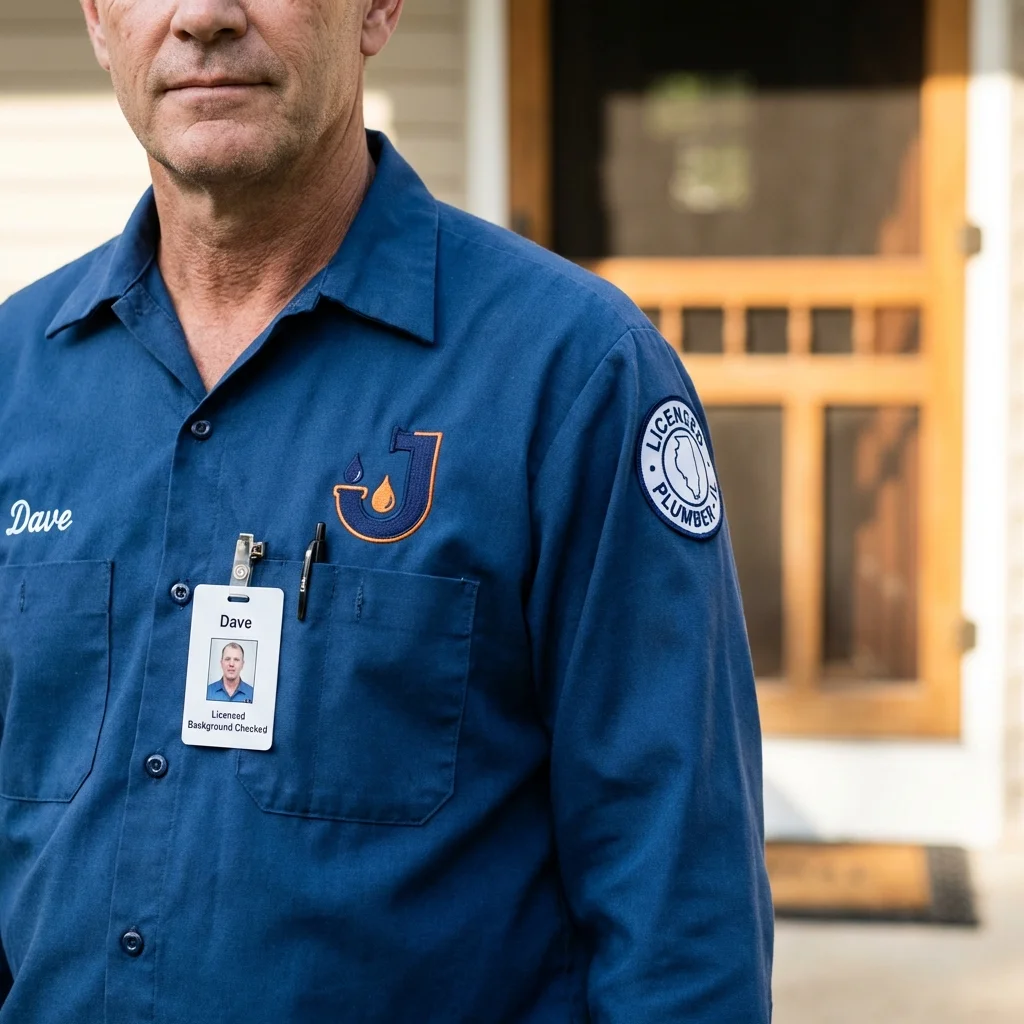Licensed plumber showing ID badge in Lake City, CO